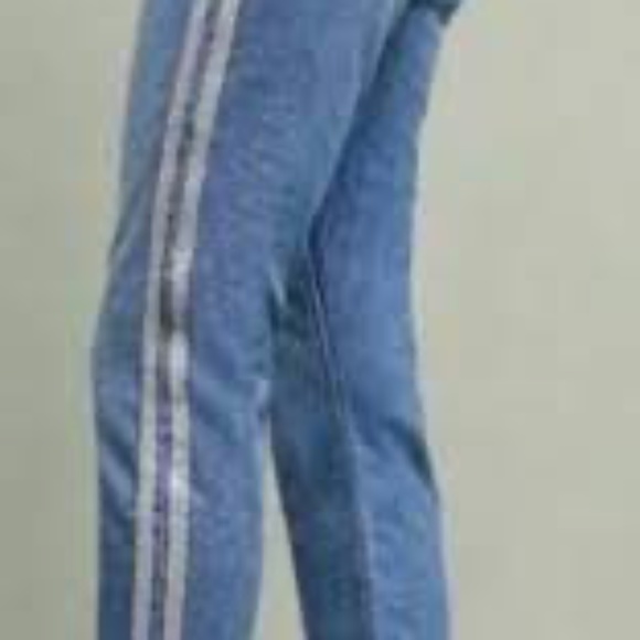Anthropologie Pilcro Side Silver Stripe Denim Jeans Sz 26 - Picture 1 of 3